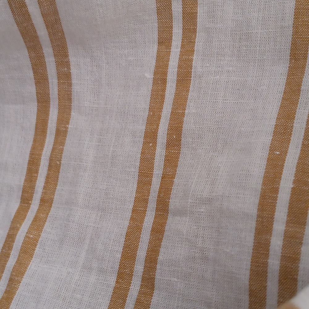 Sézane Rio Ecru Ocher Stripe Tie Shoulder Linen Blend Top 40/8 - Picture 7 of 9